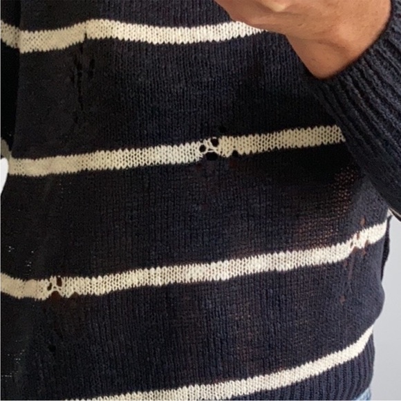 Navy & White Stripe Distressed Sweater - Picture 6 of 8